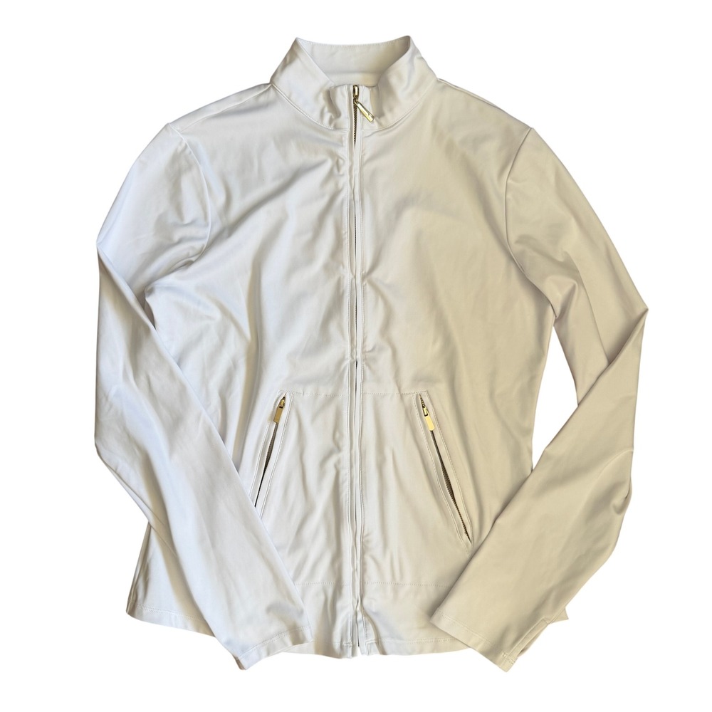 Cabana Life‎ Sport Women White UV Protection Zip Up Jacket Thumbholes